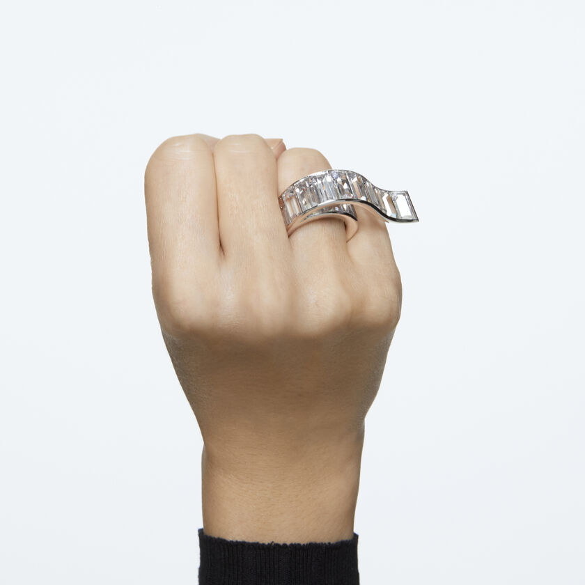 swarovski matrix ring  white  rhodium plated